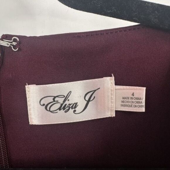 Eliza J Cocktail Sheath Dress Purple Plum Size 4‎ Asymmetrical Bow Elegant - Picture 2 of 11